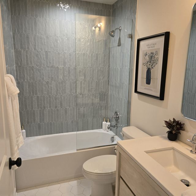 Custom glass shower enclosure installed by Battlefield Glass